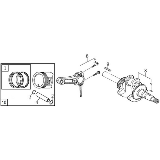 Поршень, коленвал и шатун Champion PC1345RHH
